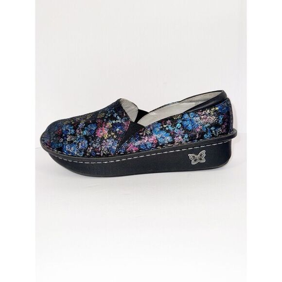 Alegria Shoes Leather SlipOn Loafer Debra Metallic Floral Comfort Nurse 38/8-8.5 - Picture 14 of 16